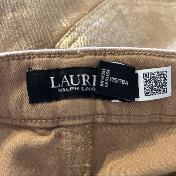Lauren Ralph Lauren Gold Metallic Sparkle Jeans - Picture 6 of 8